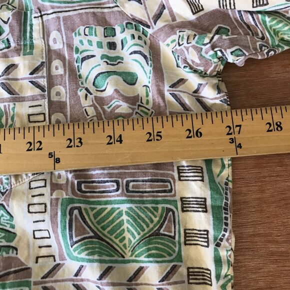 Cooke Street Hawaiian Shirt Men 2XL Green Geometric Tribal Button Up Pocket - Picture 8 of 12